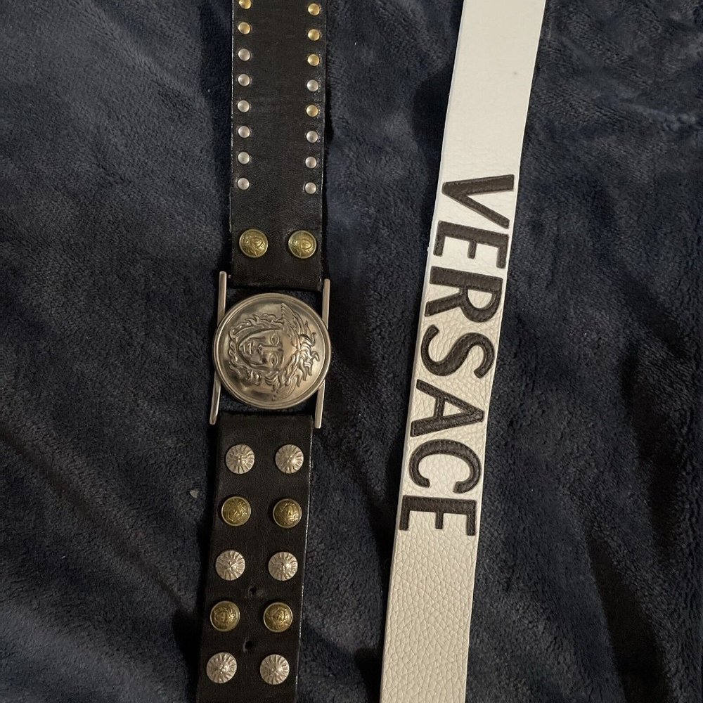 Gianni Versace 90s Vintage RARE Leather Belts Lot Of 2 36